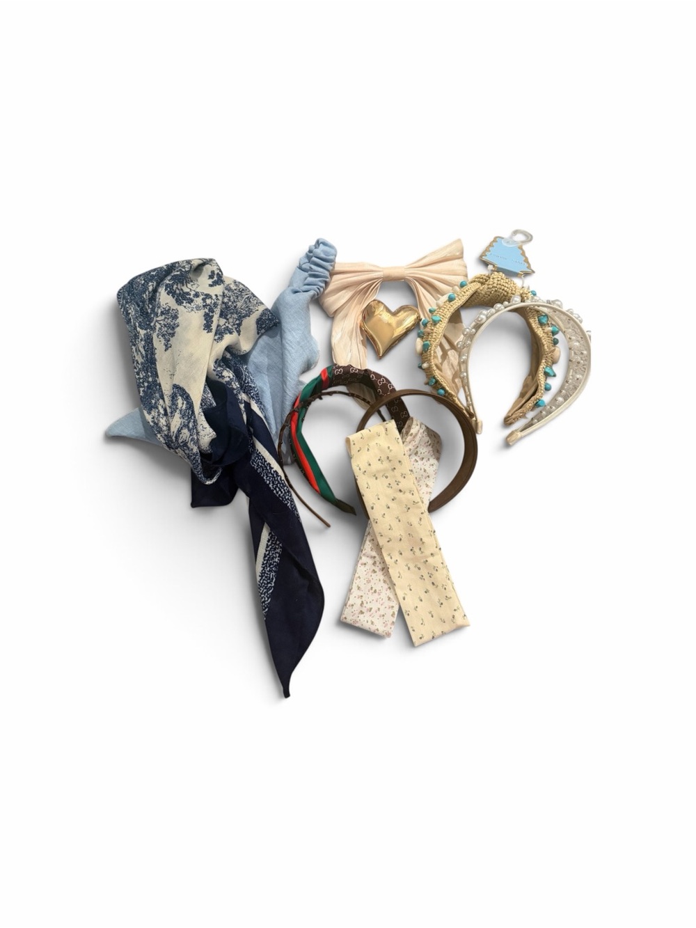 Assorted Women's Hair Accessories Set in Navy, Beige, Light Blue and Cream